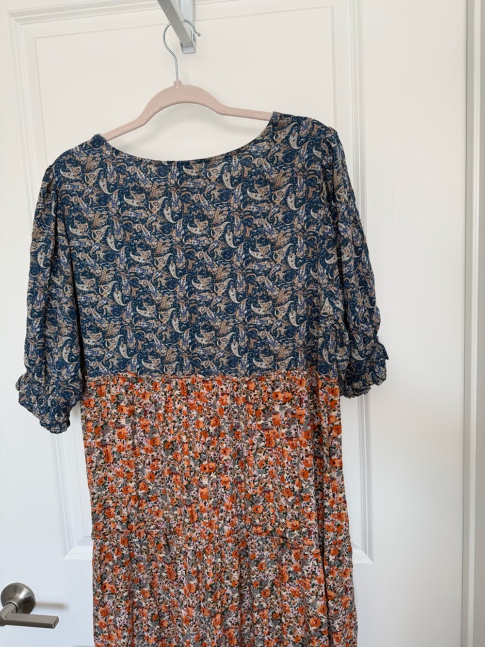 NATURAL LIFE Blue and Multi Colored Floral Tiered Maxi Dress - Picture 8 of 10
